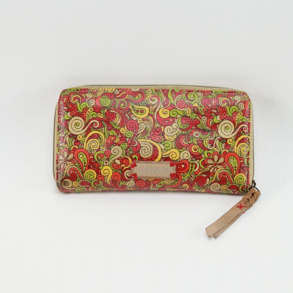 Sakroots Wallet Women Clutch Multicolor Artists Circle Zip Around Accordion Coin